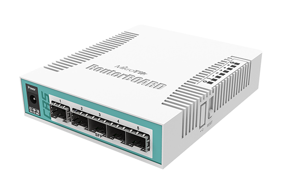 Mikrotik Cloud Router Switch CRS106-1C-5S complete 5 SFP ports plus 1 combination port 10/100/1000 layer 3 switch and router assembled with case and power supply - New!